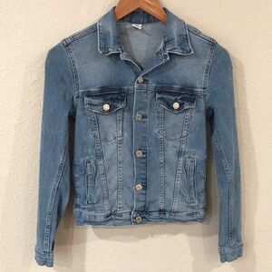 H&M &Denim Women’s Sz 6 Jean Jacket Stretch Denim Medium Washed Neutral 90s